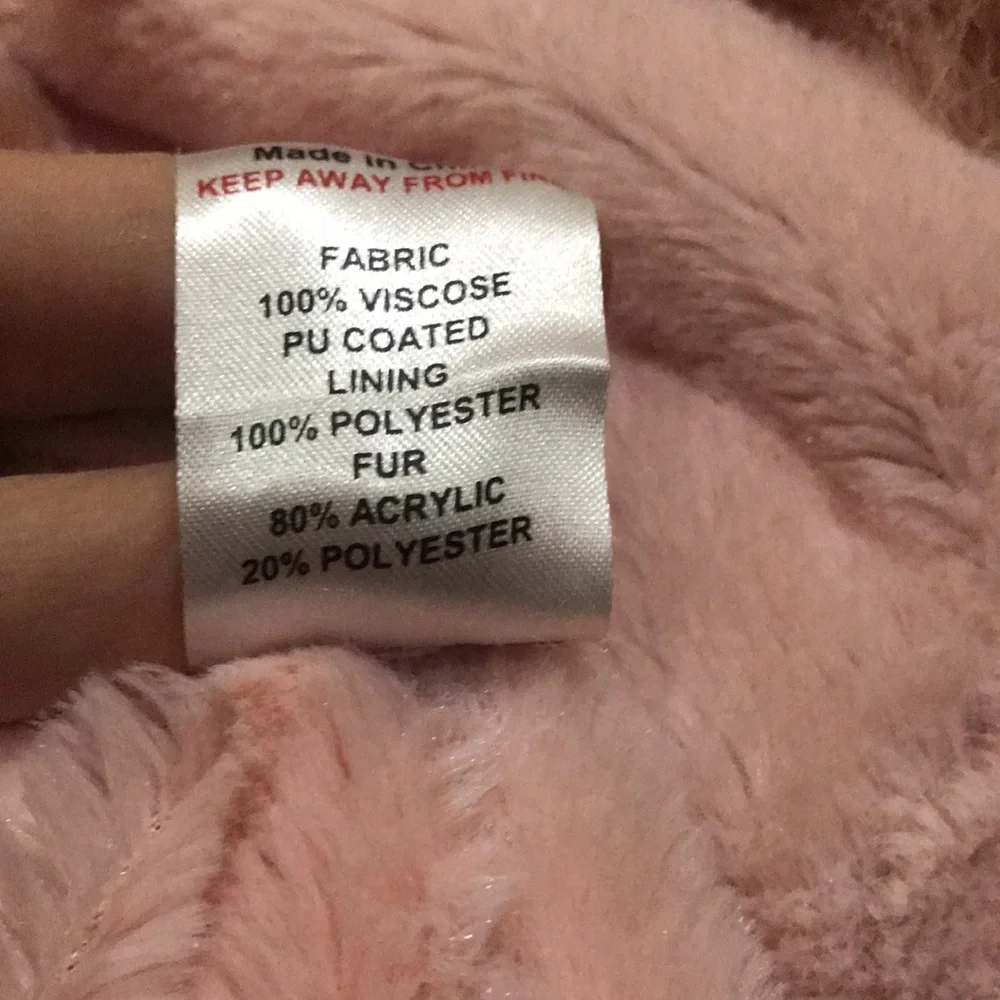 Black Faux Leather Jacket Pink Faux Fur Collar Womens Small US 4 Crop Moto Rebel - Picture 13 of 16